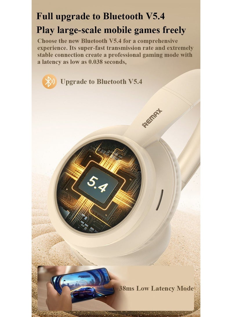 REMAX Bluetooth 5.4 Over-Ear Headphones, Foldable Lightweight Wireless Headset with Soft Leather Ear Cushions, 3 EQ Sound Modes for Music, Calls, Travel and Daily Use - Image 4